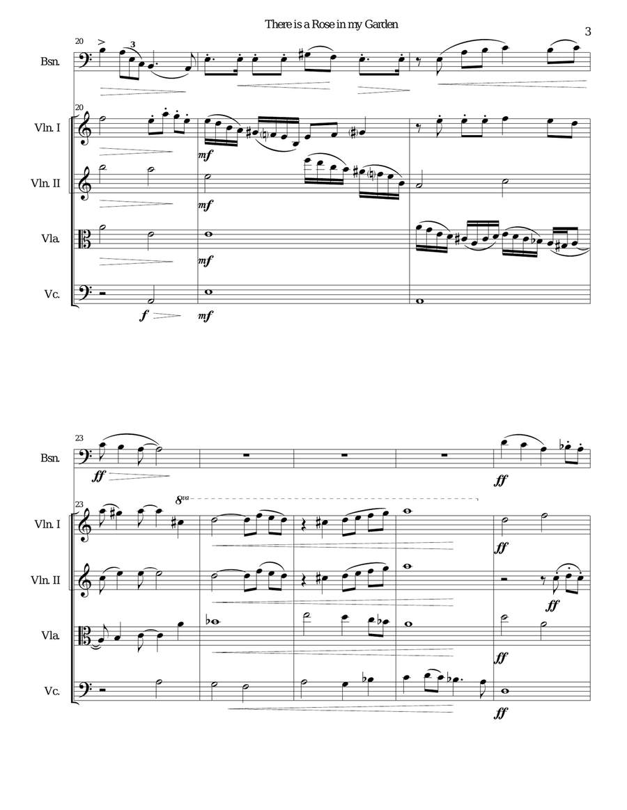 There is a Rose in my Garden for bassoon and strings Chamber Orchestra scores gallery preview page 3