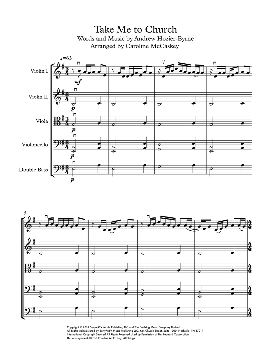 Take Me To Church String Orchestra scores gallery preview page 2