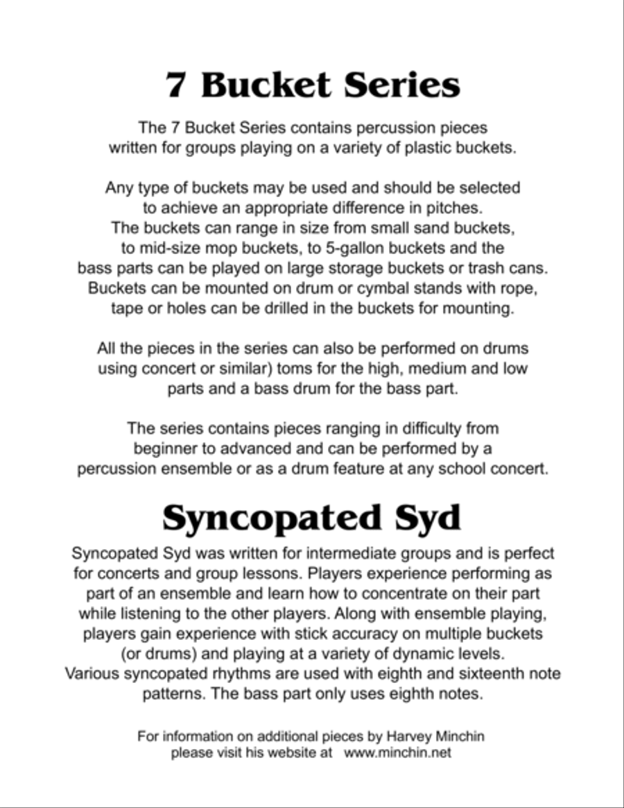 7 Bucket Series - Syncopated Syd Percussion Ensemble scores gallery preview page 2
