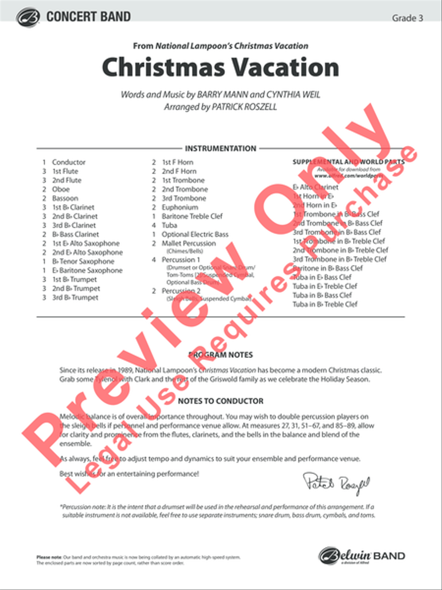 Christmas Vacation Christmas Vacation Concert Band scores gallery preview page 2