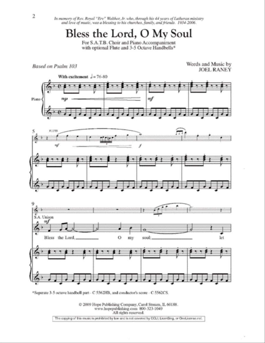 Bless the Lord, O My Soul 4-Part scores gallery preview page 2