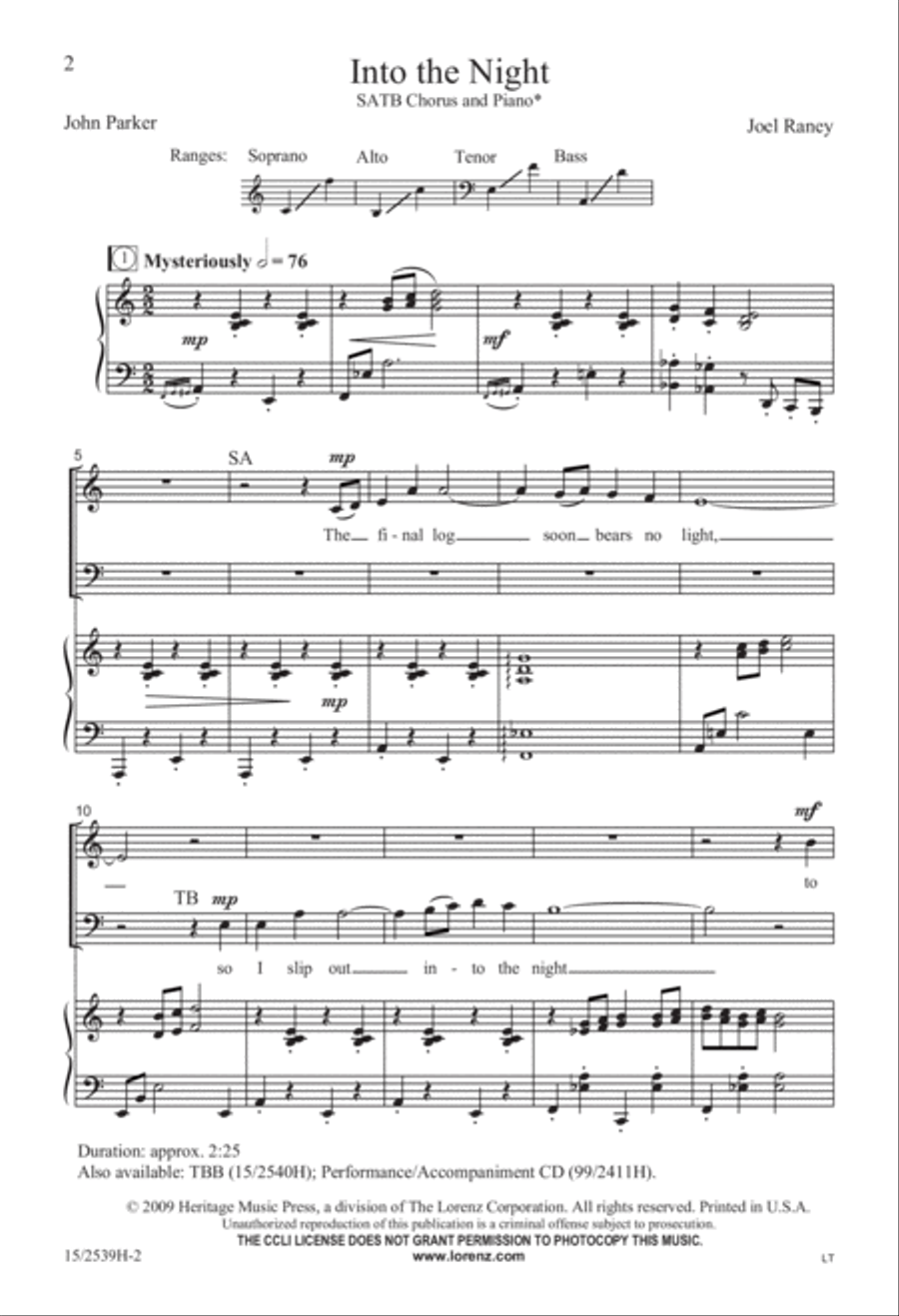 Into the Night Into the Night 4-Part scores gallery preview page 2