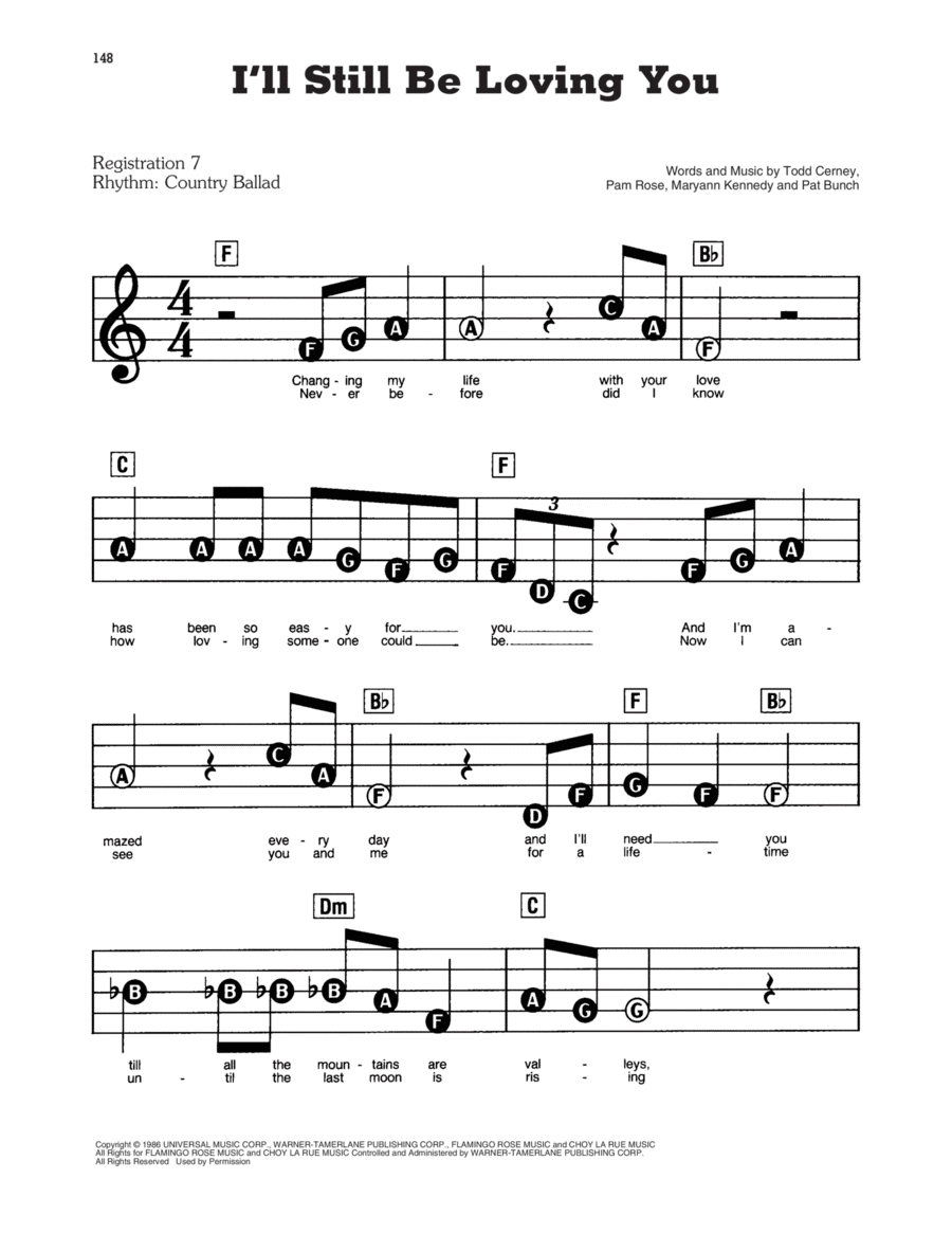 I'll Still Be Loving You Electronic Keyboard scores gallery preview page 1