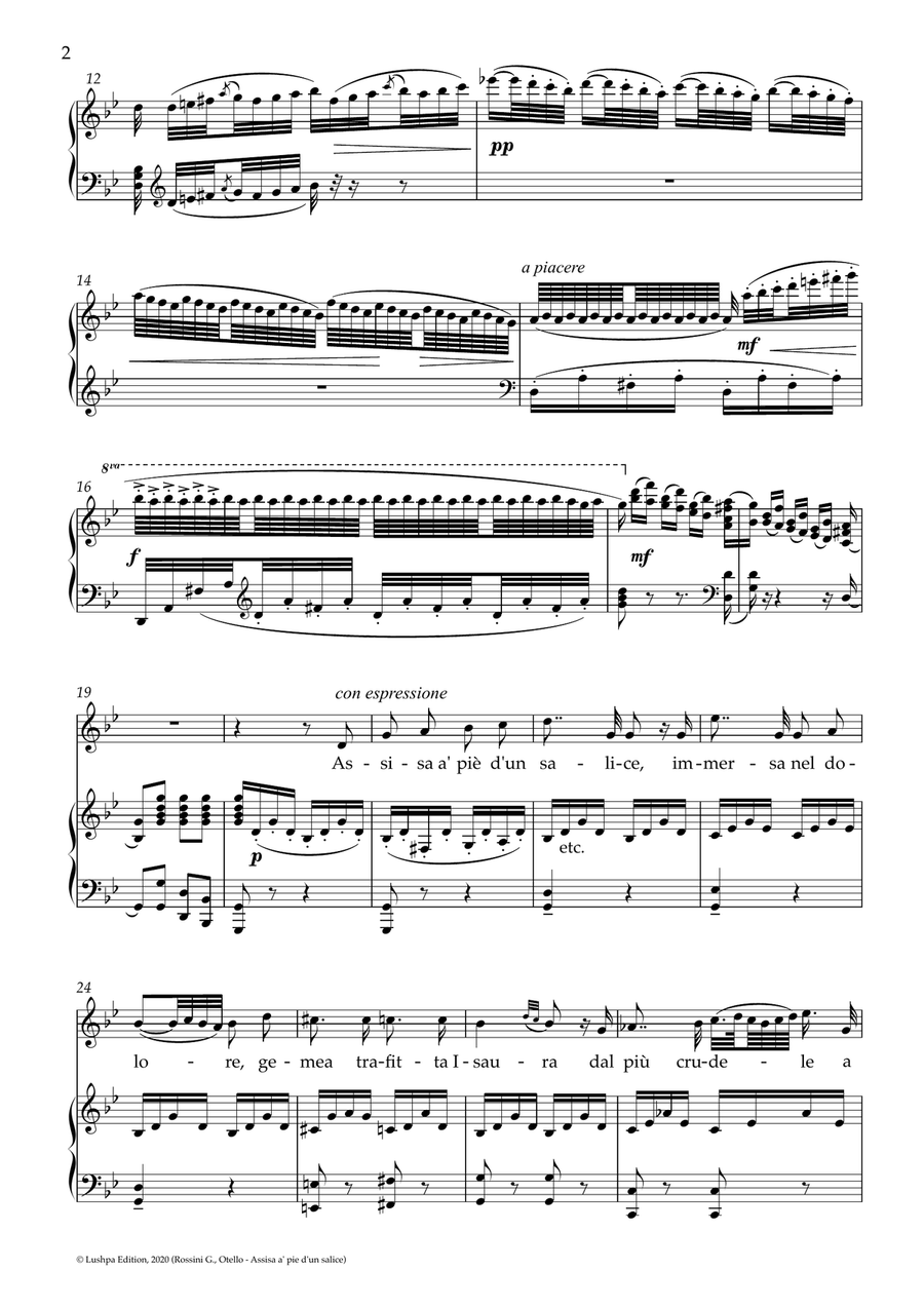Assisa a' piè d'un salice Piano, Vocal scores gallery preview page 4