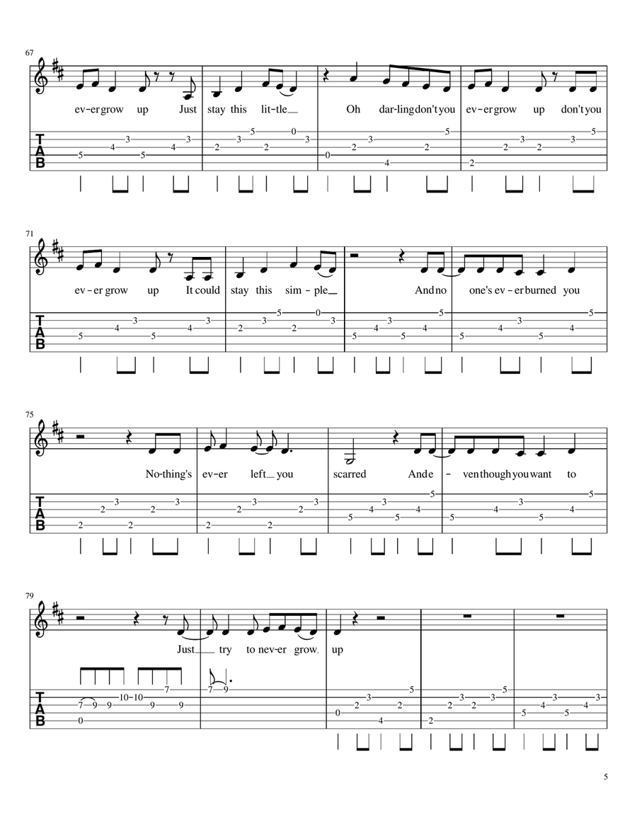 Never Grow Up Acoustic Guitar scores gallery preview page 5