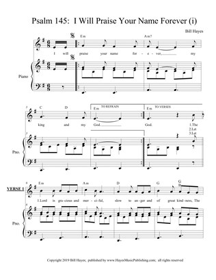 Psalm 145 I Will Praise Your Name Forever (i) - piano/vocal