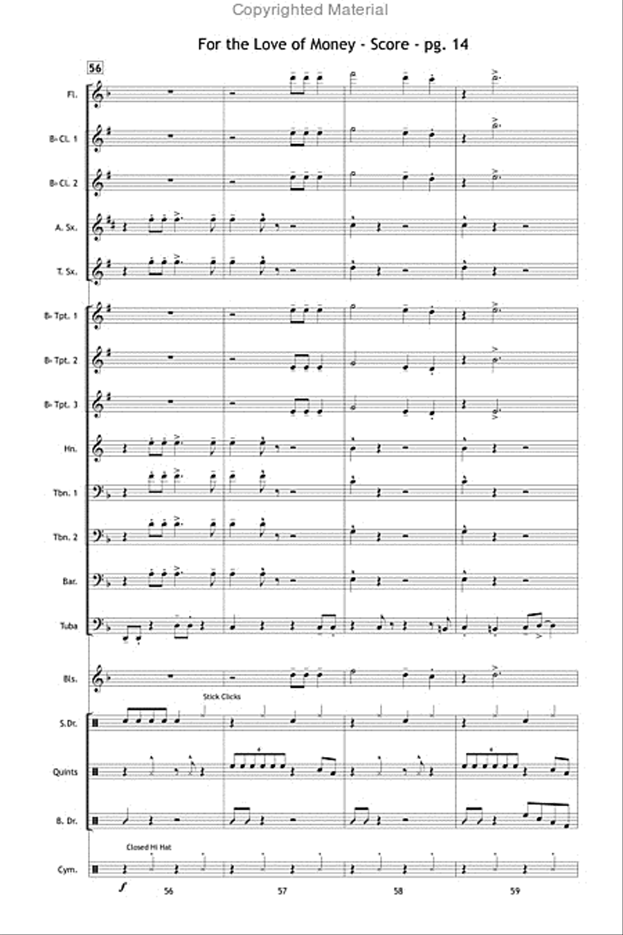 For the Love of Money Marching Band scores gallery preview page 15