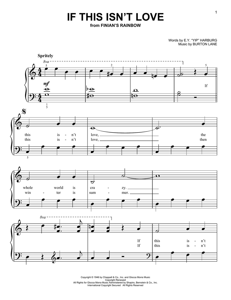 If This Isn't Love (from Finian's Rainbow) Easy Piano scores gallery preview page 1