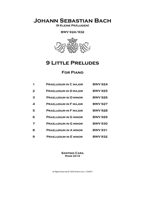 Book cover for Bach - 9 Little Preludes (Kleine Präludien) BWV 924-932 for Piano