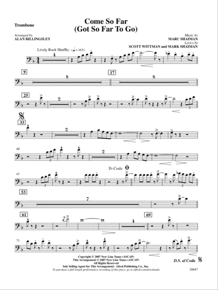 Come So Far (Got So Far to Go) (from Hairspray): 1st Trombone Trombone scores gallery preview page 1