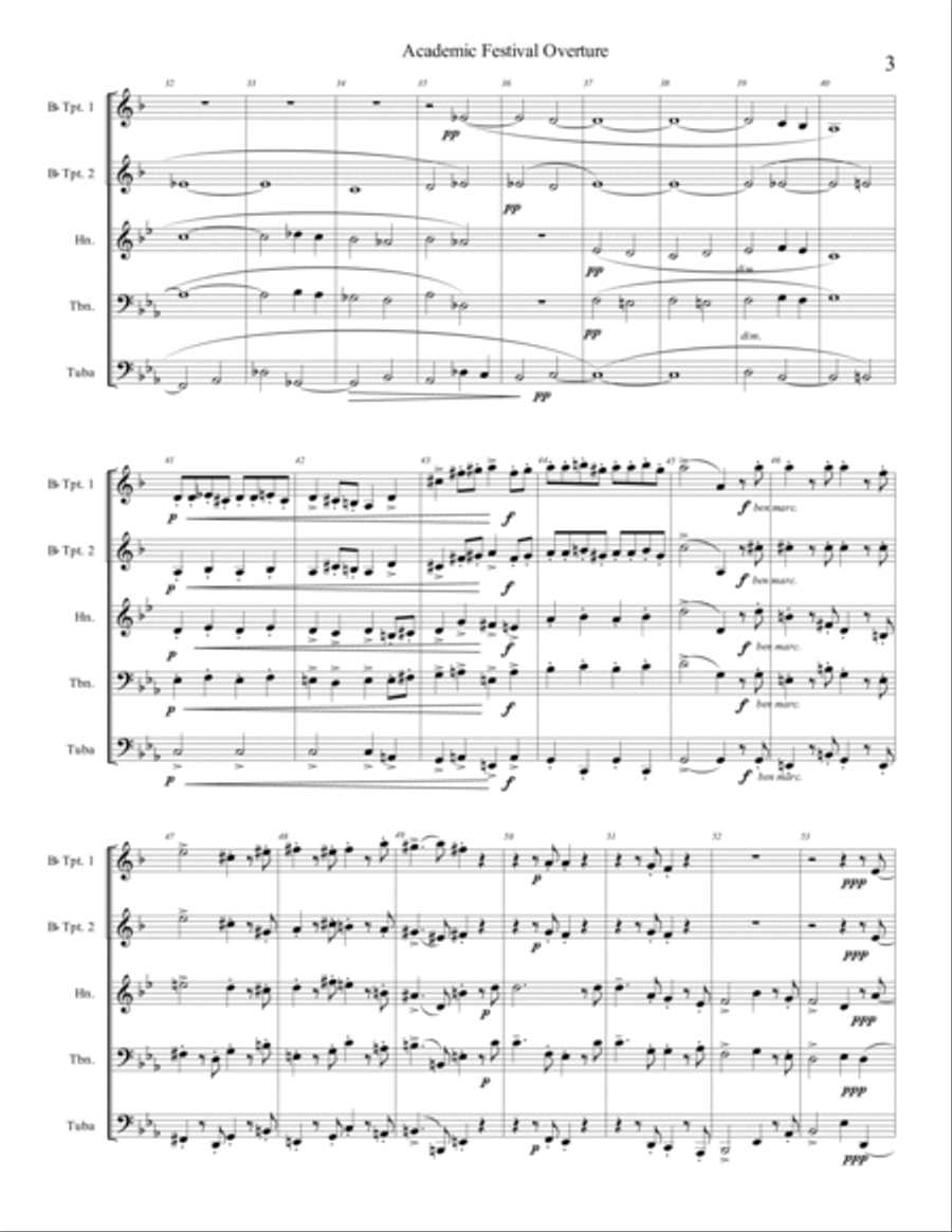 Academic Festival Overture, Opus 80 Brass Ensemble scores gallery preview page 4