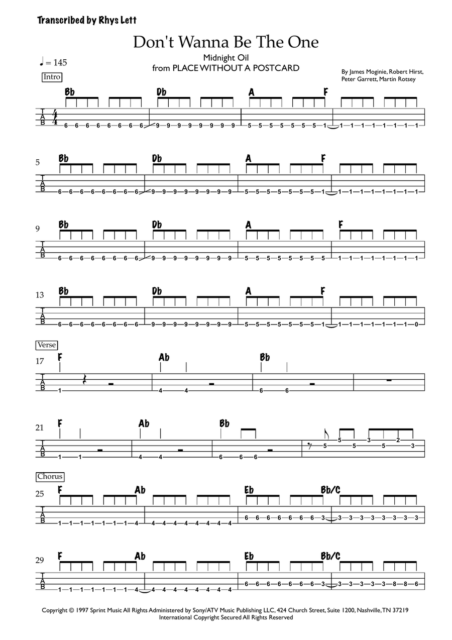 Don't Wanna Be The One Acoustic Guitar scores gallery preview page 1