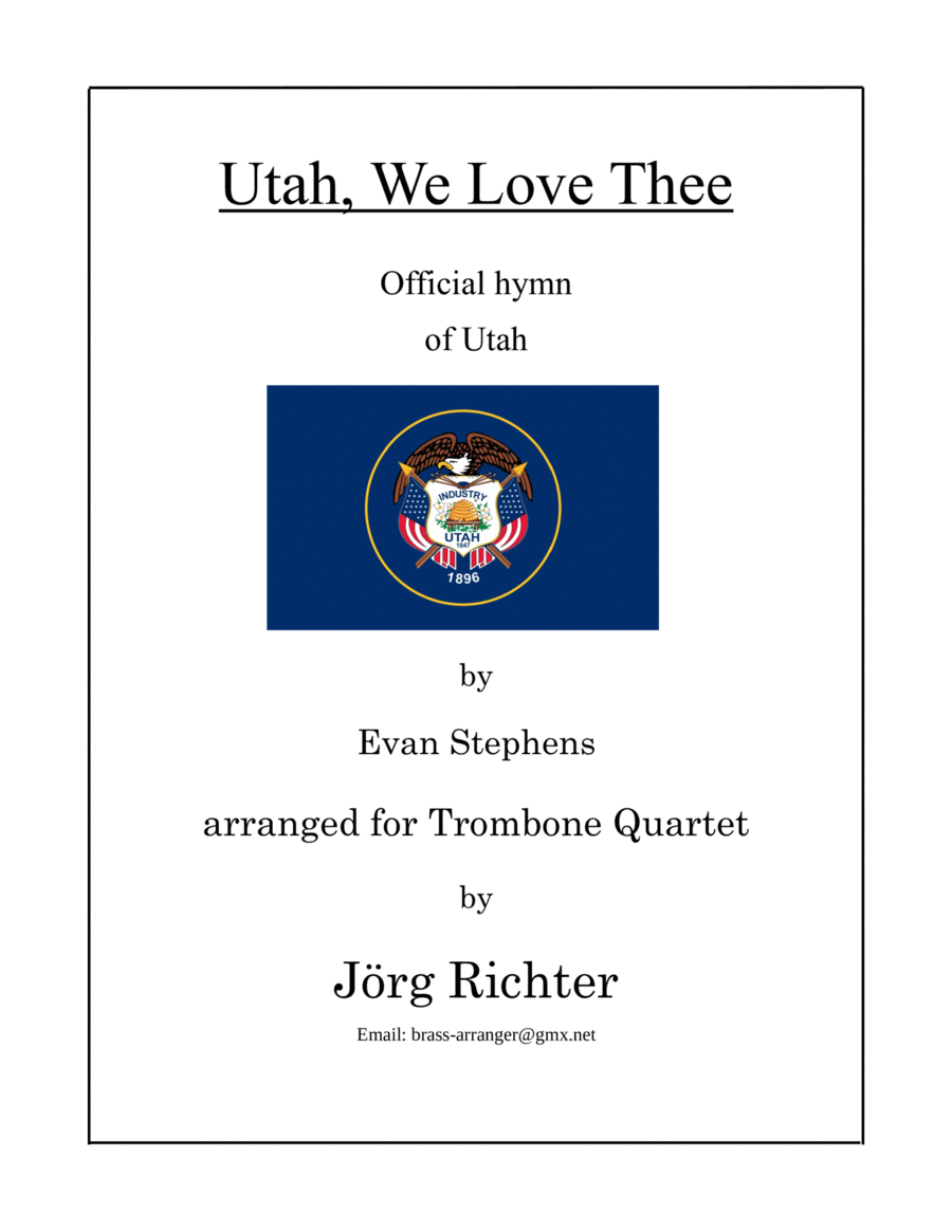 Utah, we love thee (Official hymn of Utah) for Trombone Quartet Brass Quartet scores gallery preview page 1