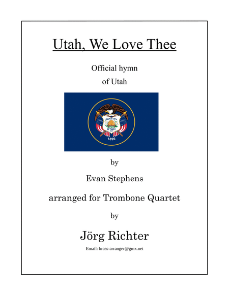 Utah, we love thee (Official hymn of Utah) for Trombone Quartet image number null