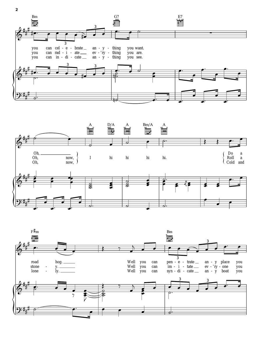 Dig A Pony Piano, Vocal, Guitar scores gallery preview page 2