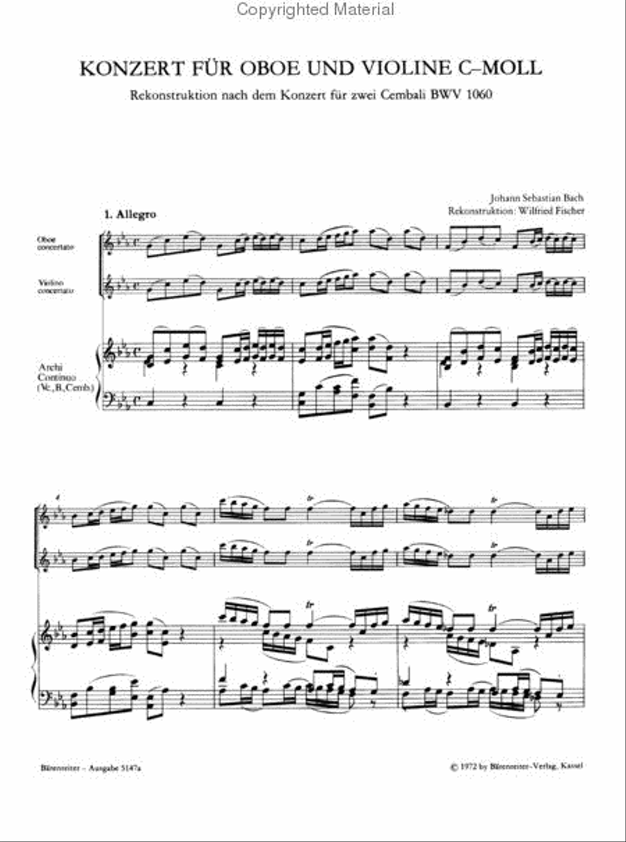 Concerto In C Minor For Oboe And Violin, BWV 1060 Violin Solo scores gallery preview page 3