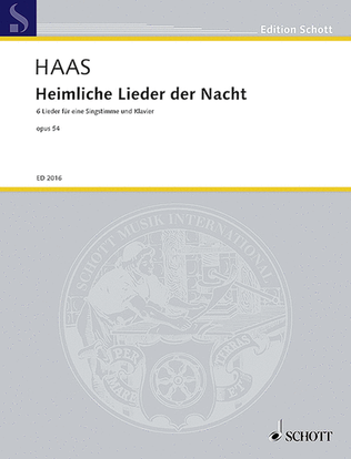Book cover for Haas J Heimliche Lieder D Nacht Op54