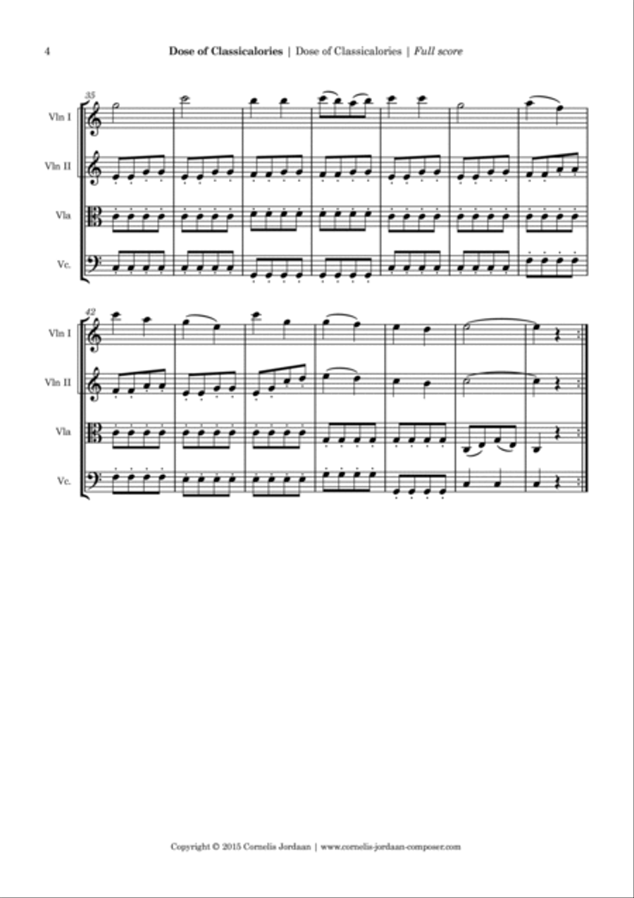 Dose of Classicalories, 3 easy pieces for string quartet String Quartet scores gallery preview page 4