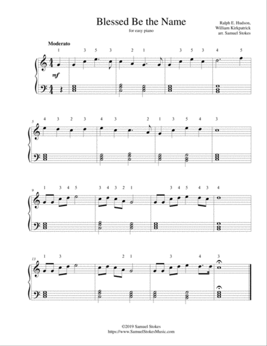 Blessed Be the Name - for easy piano Easy Piano scores gallery preview page 1
