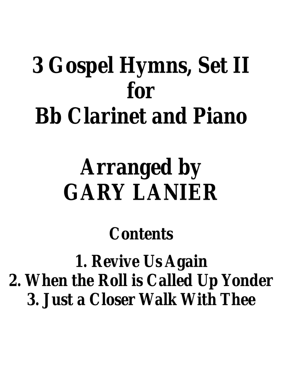 3 GOSPEL HYMNS, SET II (Duets for Bb Clarinet & Piano) Woodwind Duet scores gallery preview page 2