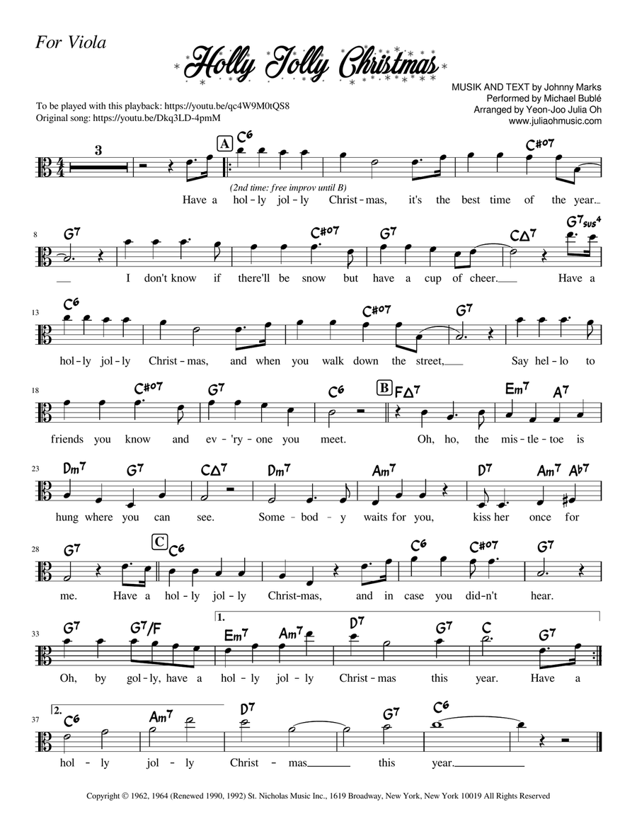 A Holly Jolly Christmas Viola Solo scores gallery preview page 1