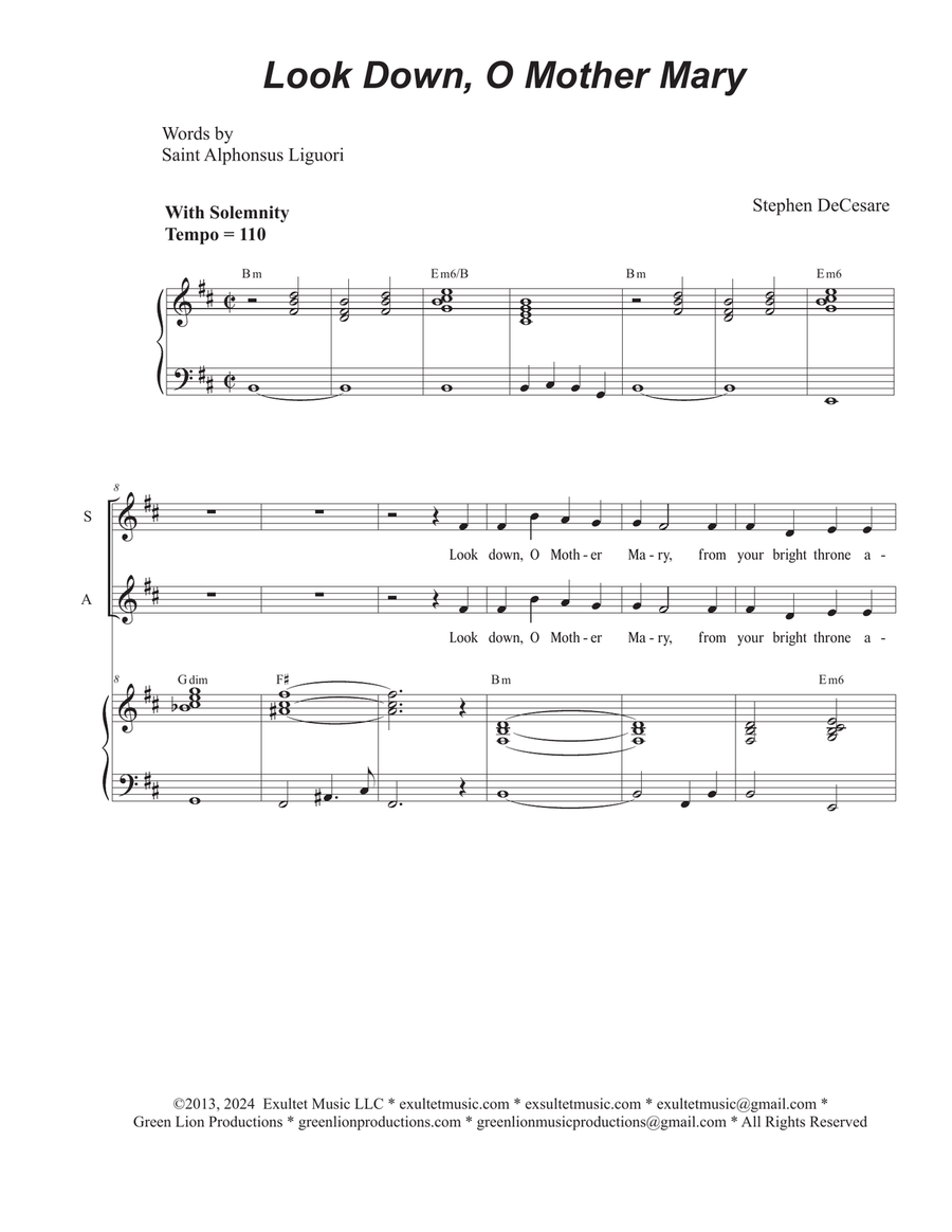 Look Down, O Mother Mary (SATB) 4-Part scores gallery preview page 1