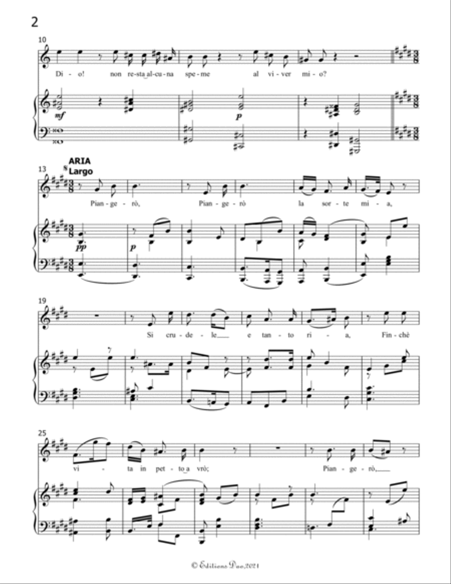E pur così in un giorno...Piangerò la sorte mia, by Handel, in E Major Voice scores gallery preview page 4