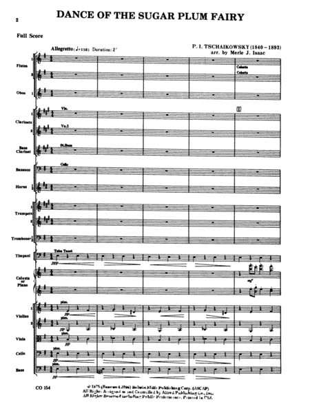 Nutcracker Ballet, Set I ("Dance of the Sugar Plum Fairy" and "Waltz of the Flowers"): Score