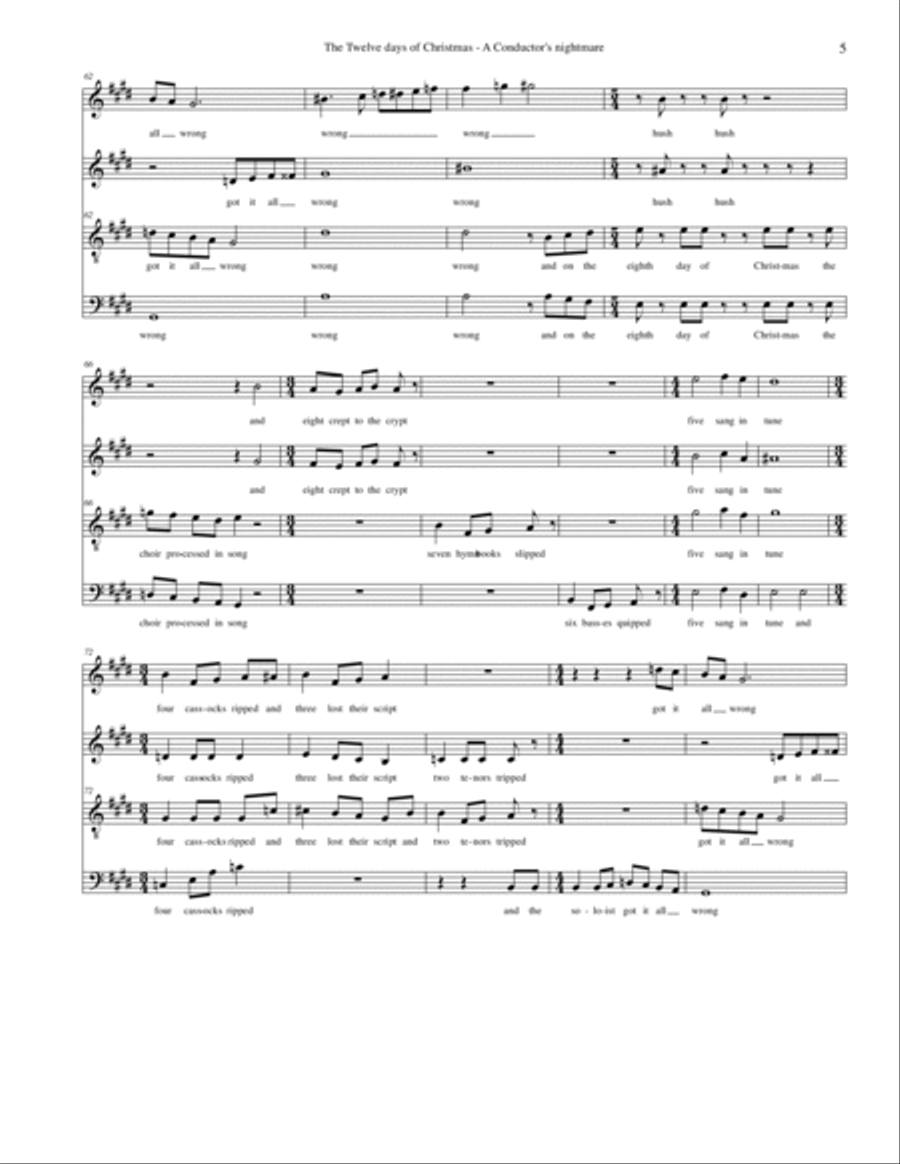 The 12 days of Christmas, a conductor's nightmare (SATB version) 4-Part scores gallery preview page 6