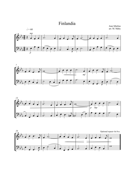 Finlandia, for violin & cello duet