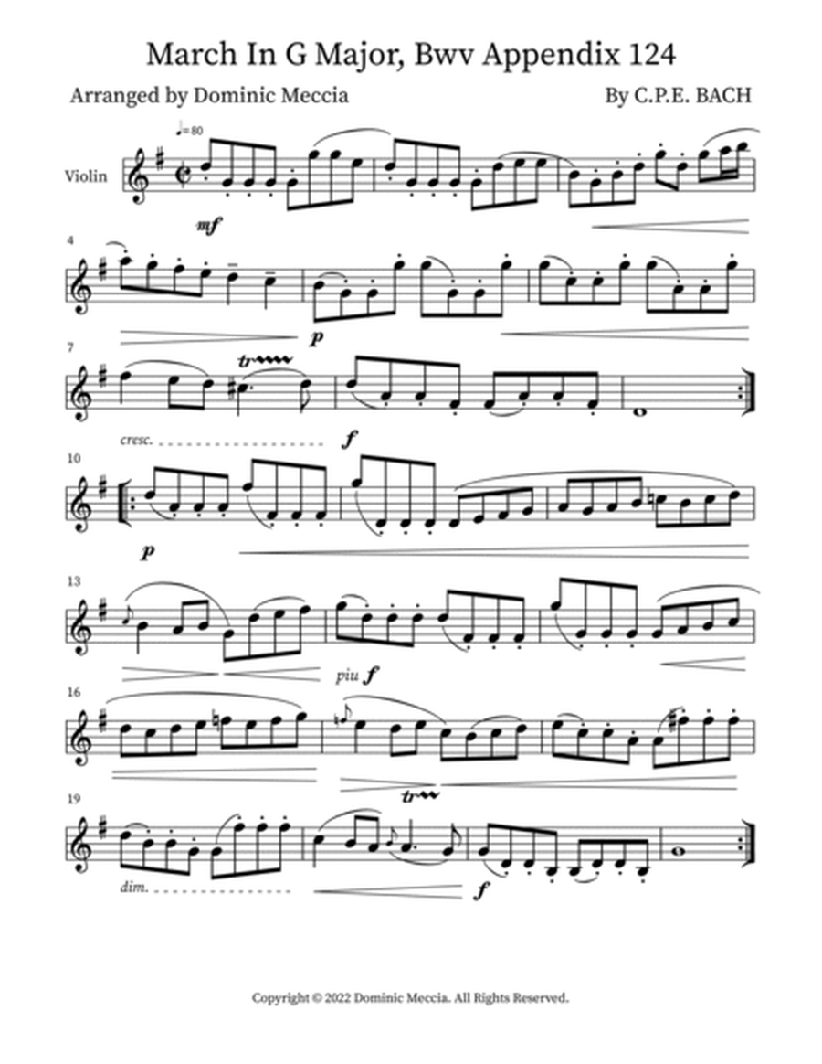 March In G Major, Bwv Appendix 124