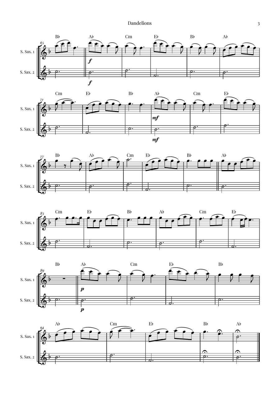 Dandelions Woodwind Duet scores gallery preview page 3
