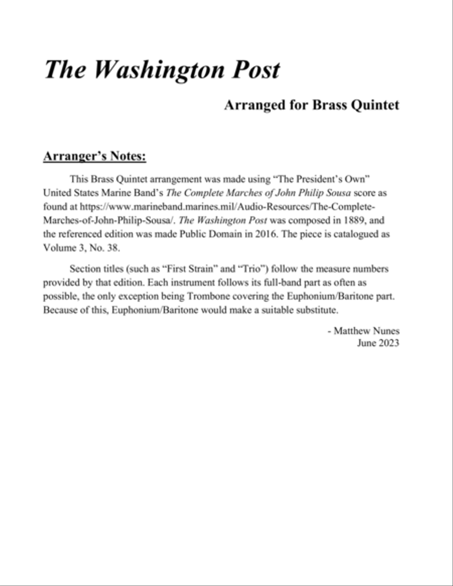 The Washington Post Brass Quintet scores gallery preview page 2