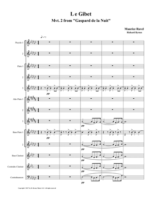 Le Gibet (Gaspard de la Nuit) for Flute Choir + Bass Clarinet, Contralto Clarinet, Contrabassoon