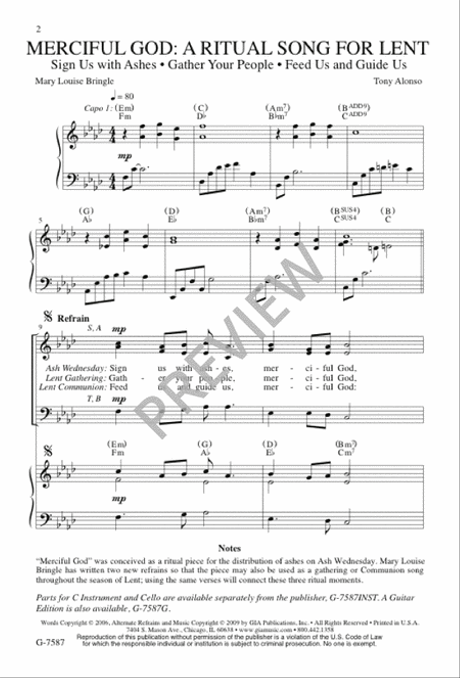Merciful God: A Ritual Song for Lent 3-Part scores gallery preview page 2