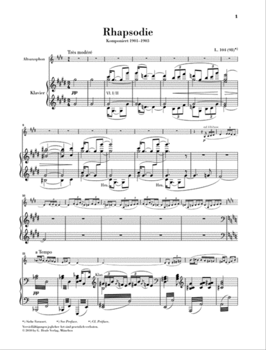 Rhapsody for Alto Saxophone and Orchestra