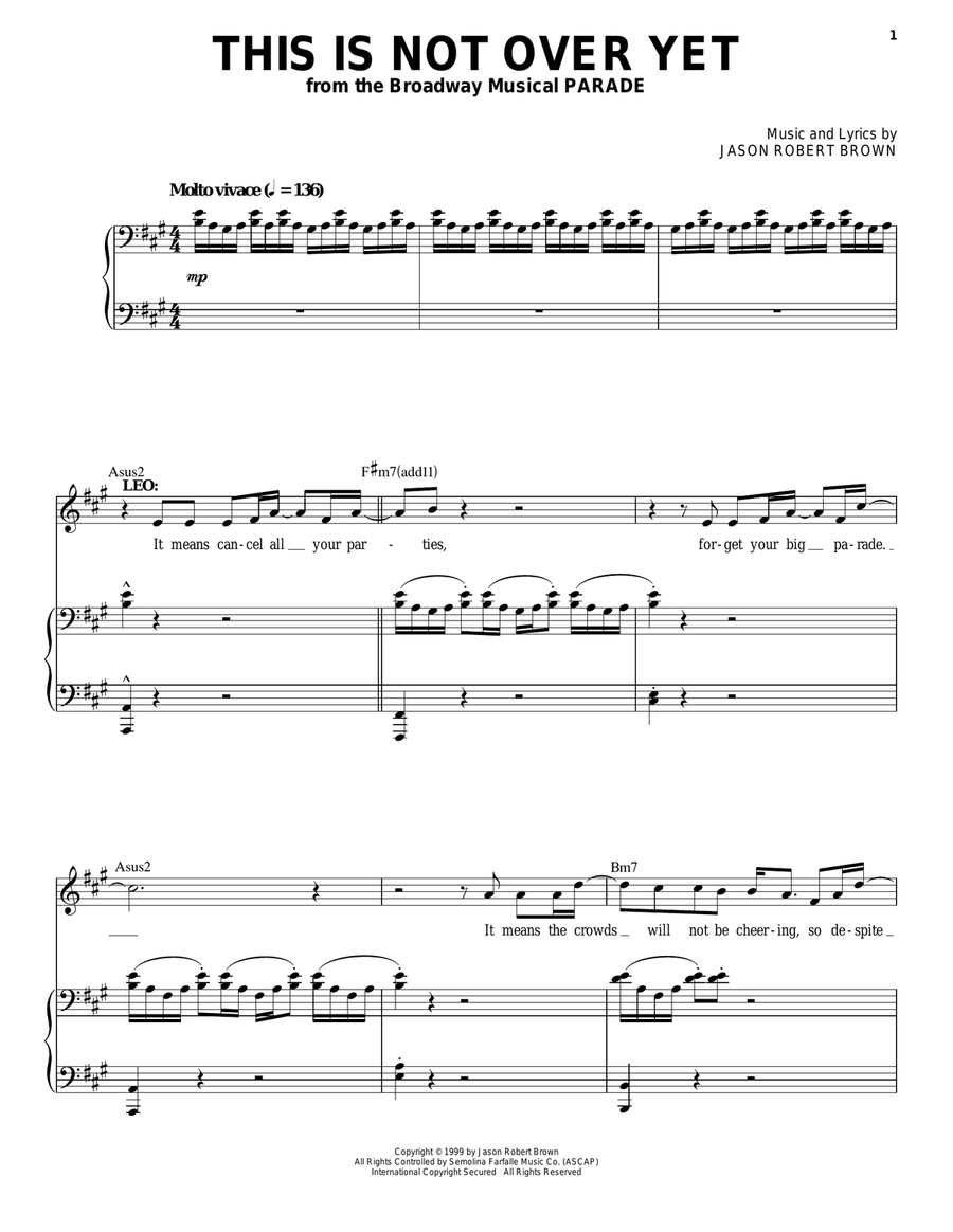 This Is Not Over Yet (from Parade) Piano, Vocal scores gallery preview page 1