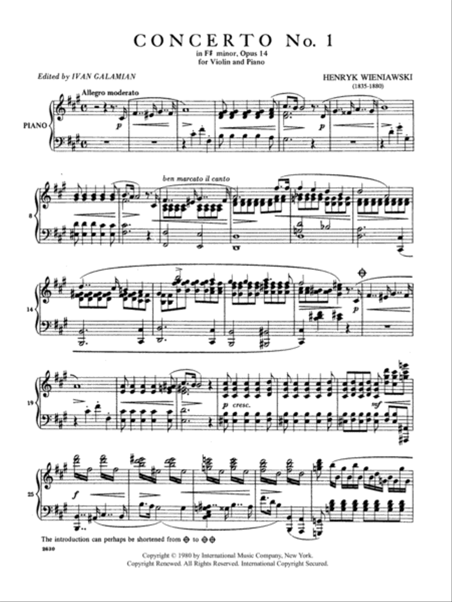Concerto No. 1 In F Sharp Minor, Opus 14 Violin Solo scores gallery preview page 2