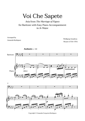 Voi Che Sapete from "The Marriage of Figaro" - Easy Baritone and Piano Aria Duet in Ab Major