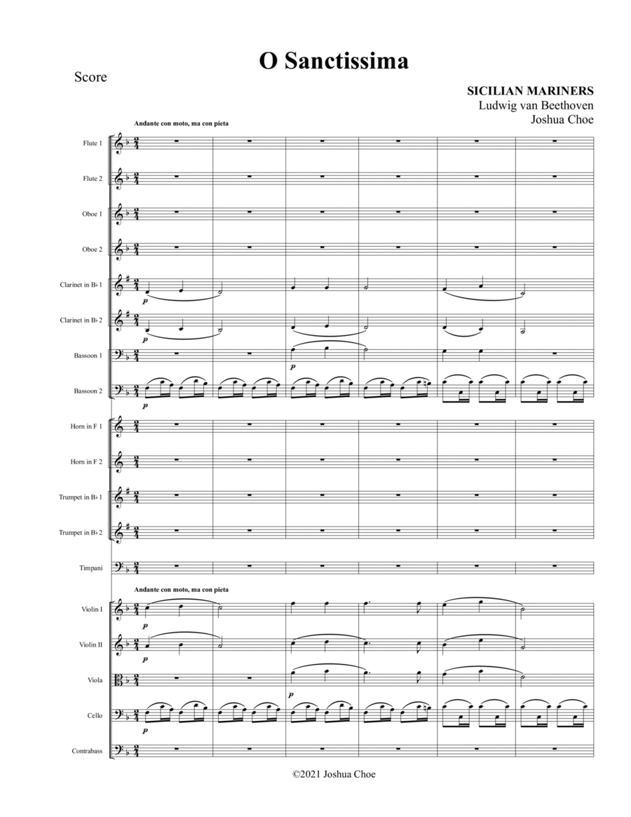 O Sanctissima Full Orchestra scores gallery preview page 1