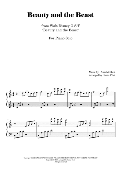 Disney's "Beauty And The Beast" - Piano Solo for Intermediate