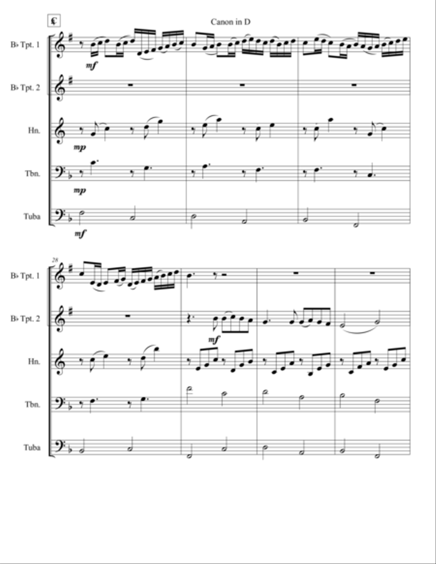 Canon in D Brass Ensemble scores gallery preview page 4