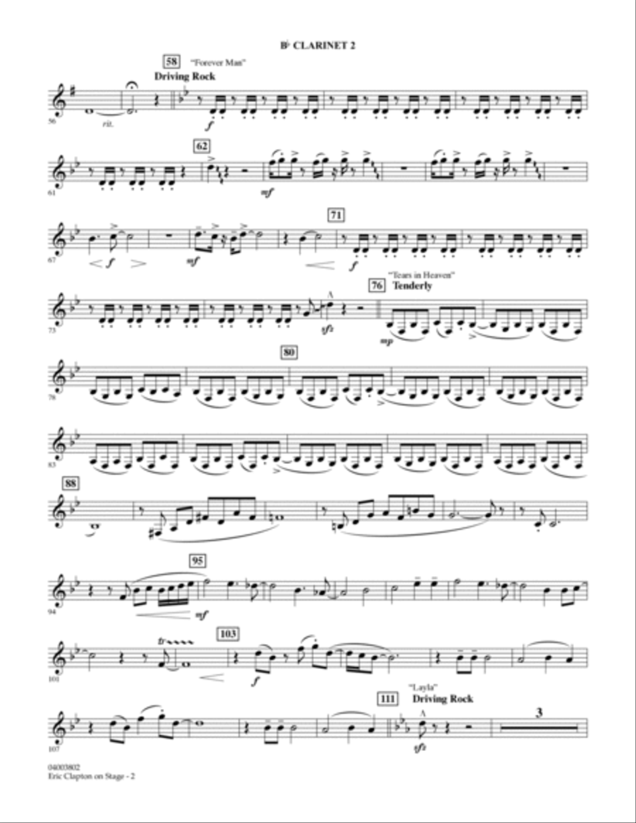 Eric Clapton on Stage - Bb Clarinet 2 Concert Band scores gallery preview page 2