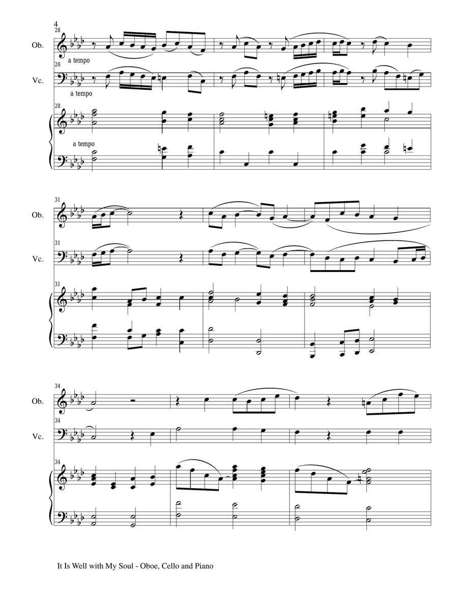 IT IS WELL WITH MY SOUL (Trio - Flute, Cello, Piano with Score and Parts) Flute scores gallery preview page 4