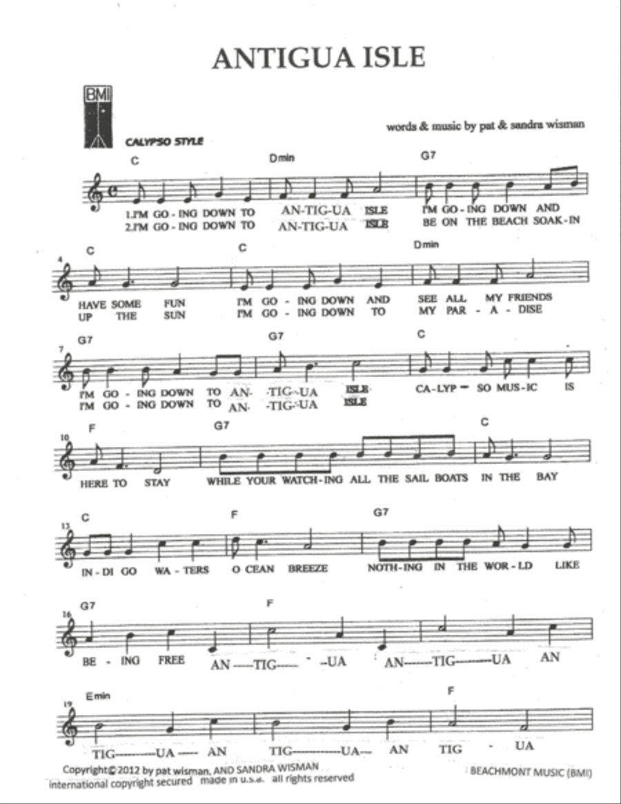 ANTIGUA ISLE ANTIGUA ISLE Voice scores gallery preview page 1