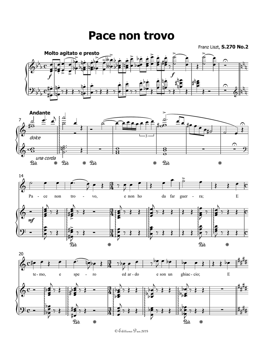 Pace non trovo, by Liszt, S.270 No.2, in a minor Voice scores gallery preview page 3