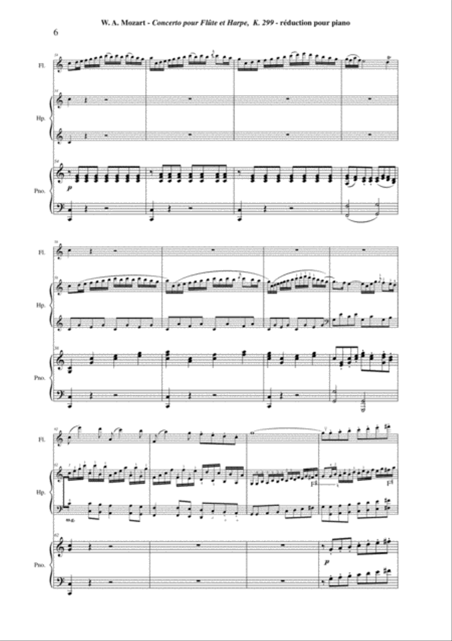 Wolfgang Amadeus Mozart: Concerto for flute and harp, K. 299, piano reduction and solo parts