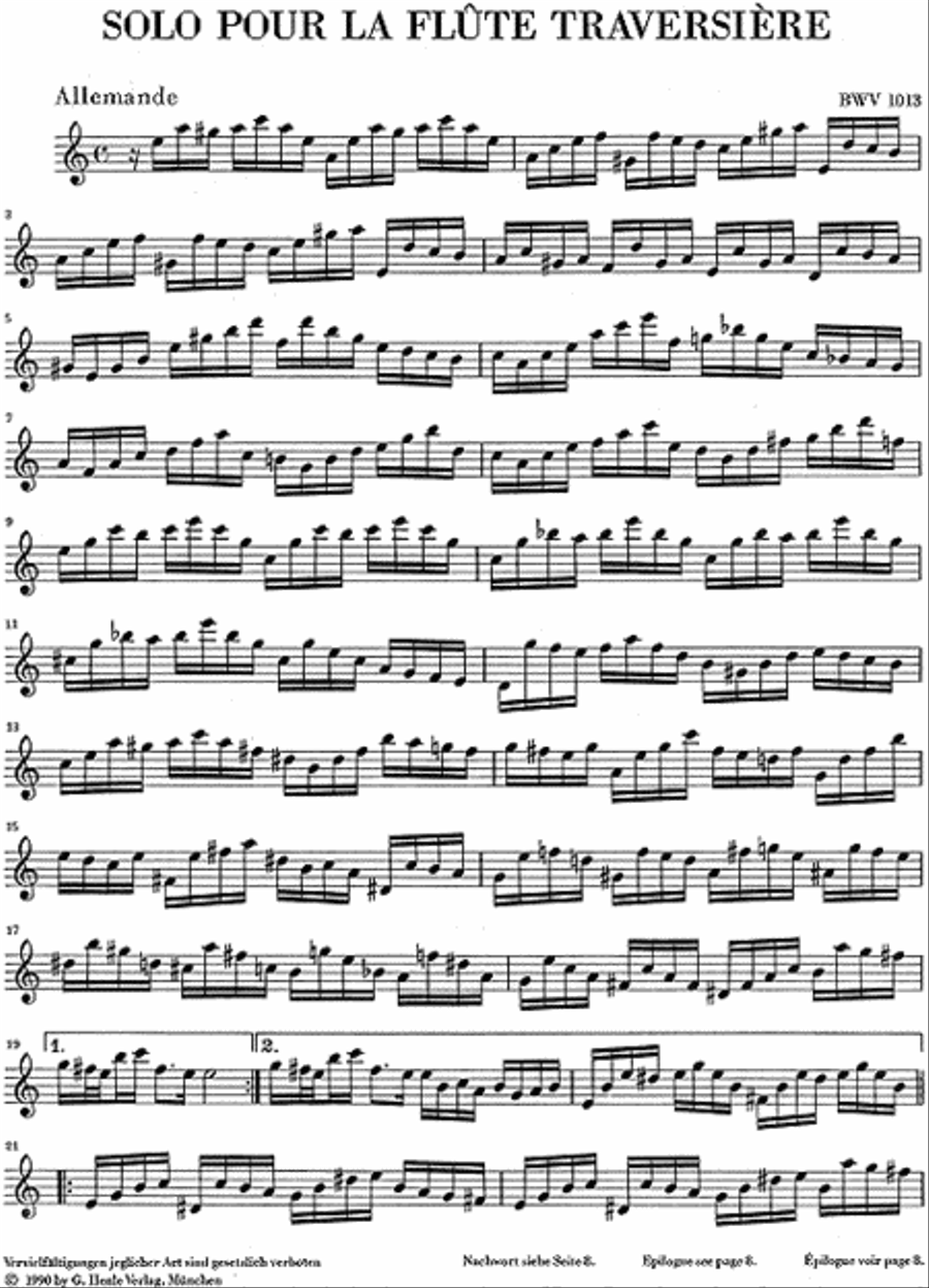 Partita a minor for Flute solo BWV 1013 Flute Solo scores gallery preview page 2