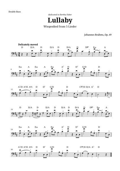 Wiegenlied (lullaby) by Brahms for Double Bass and Chords image number null