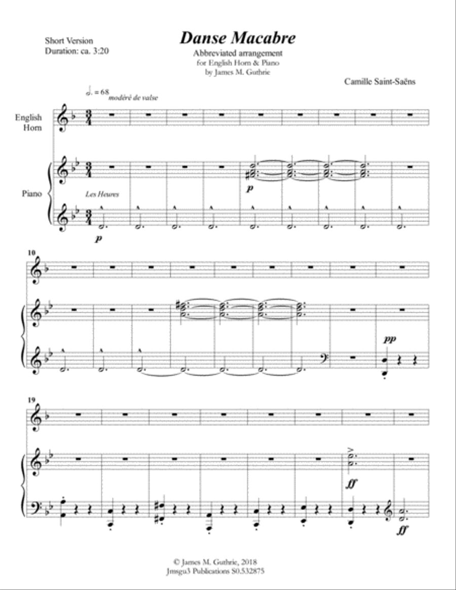 Saint-Saëns: Danse Macabre for English Horn & Piano Short Version English Horn scores gallery preview page 1
